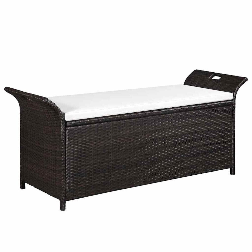 Bench Brown PE rattan Large Storage Bench Rectangular. Picture 1