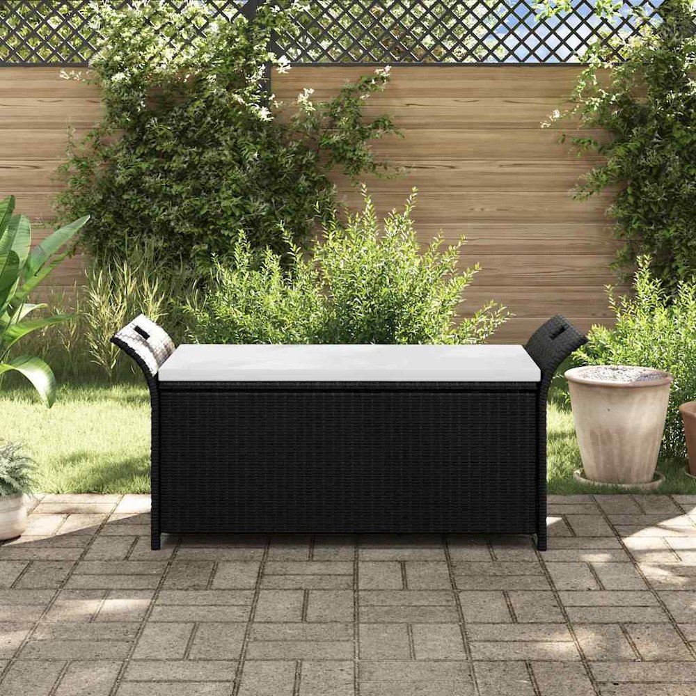 Bench Brown PE rattan Large Storage Bench Rectangular. Picture 3