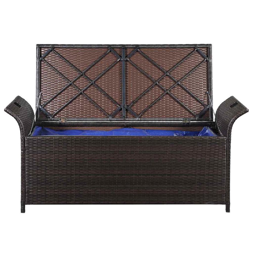 Bench Brown PE rattan Large Storage Bench Rectangular. Picture 7