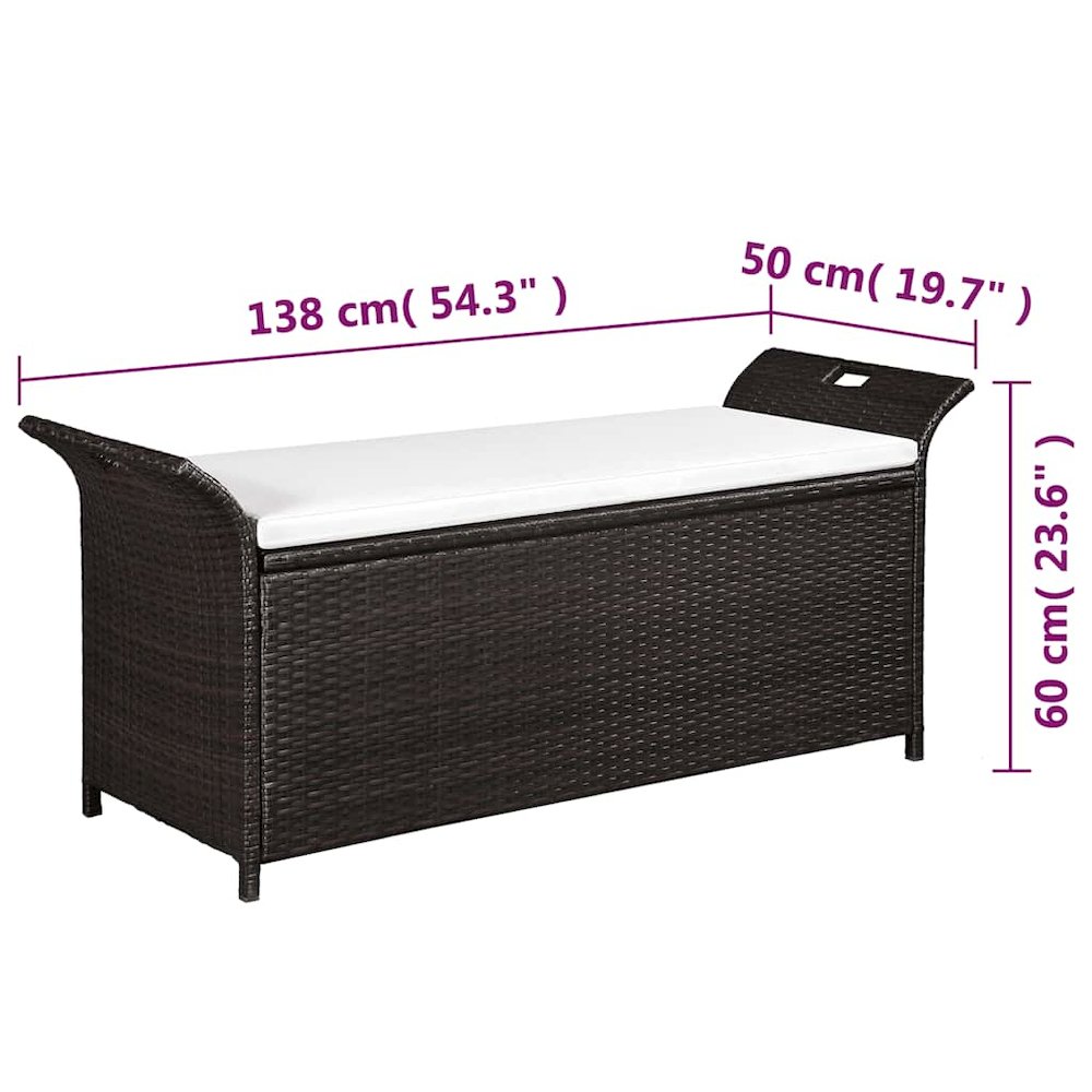 Bench Brown PE rattan Large Storage Bench Rectangular. Picture 8