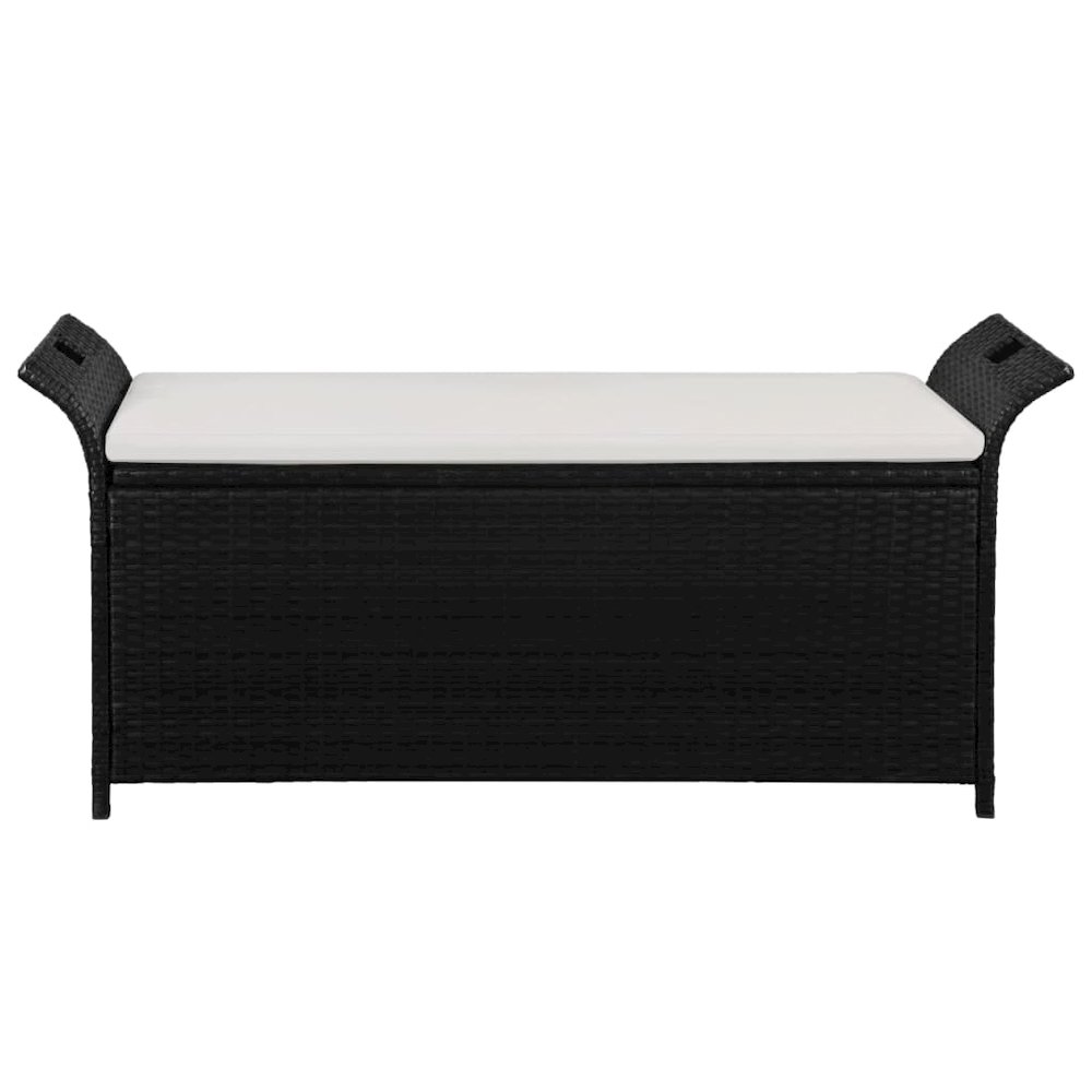 Storage Bench with Cushion 54.3" Poly Rattan Black. Picture 2