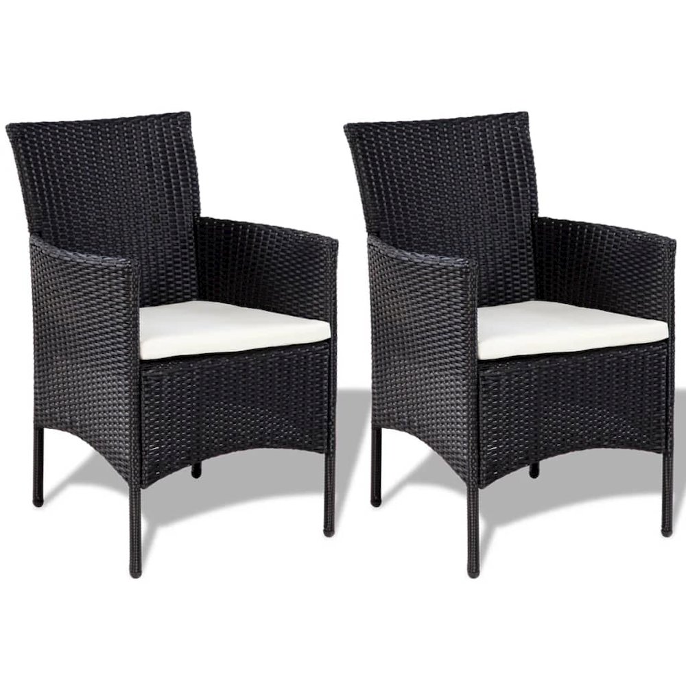 vidaXL 4 Piece Garden Lounge Set with Cushions Poly Rattan Black, 44186. Picture 2