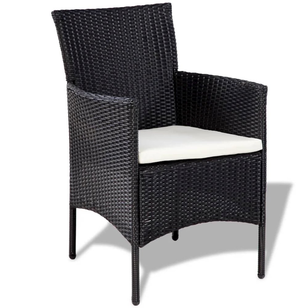 vidaXL 4 Piece Garden Lounge Set with Cushions Poly Rattan Black, 44186. Picture 3
