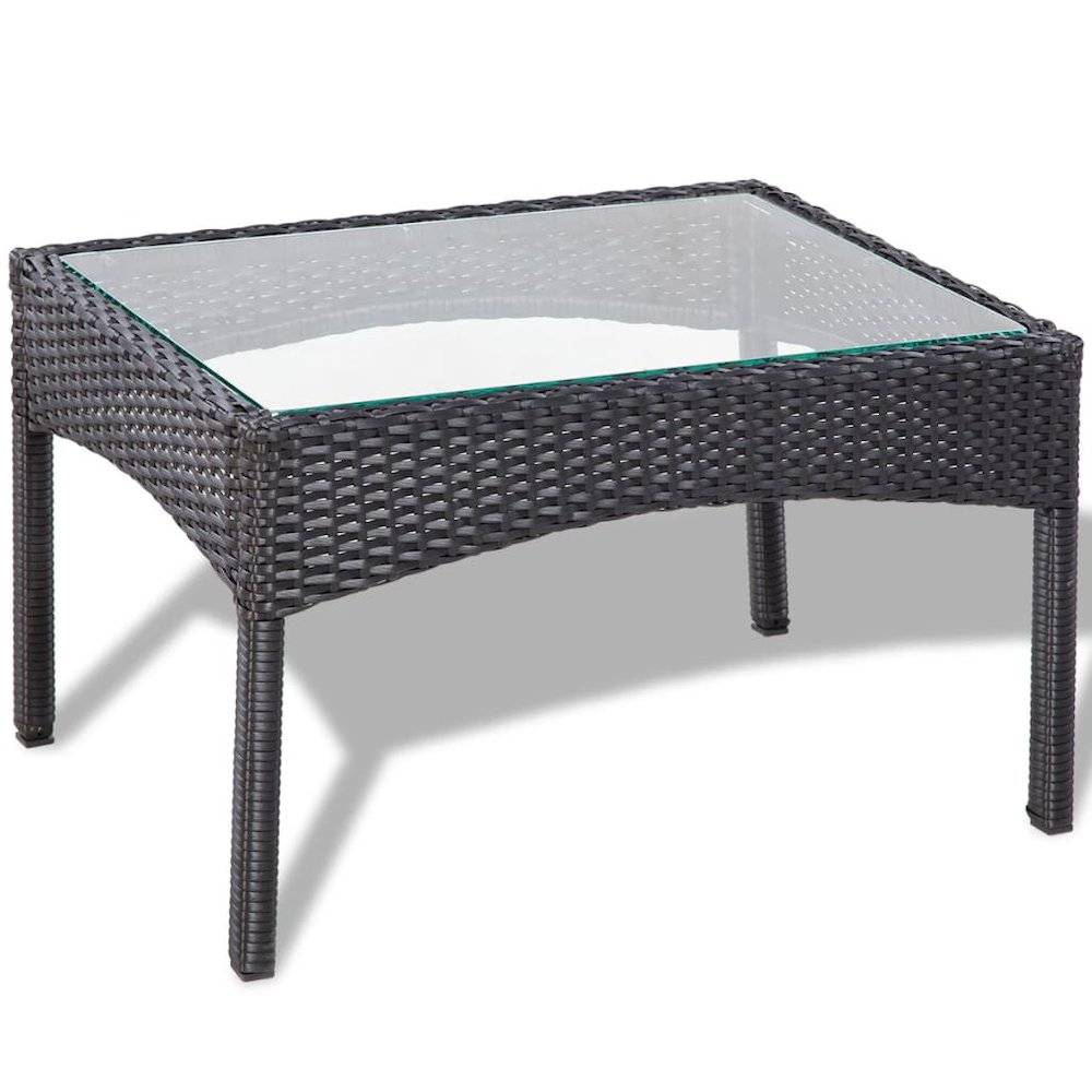 vidaXL 4 Piece Garden Lounge Set with Cushions Poly Rattan Black, 44186. Picture 6