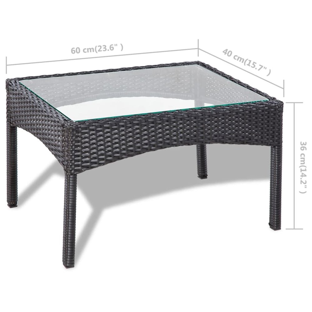 vidaXL 4 Piece Garden Lounge Set with Cushions Poly Rattan Black, 44186. Picture 10