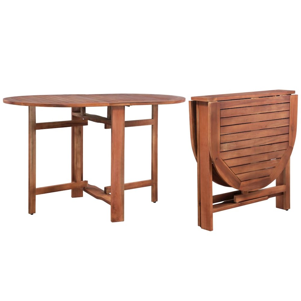 Dining Table Brown Solid Acacia Wood Medium Foldable