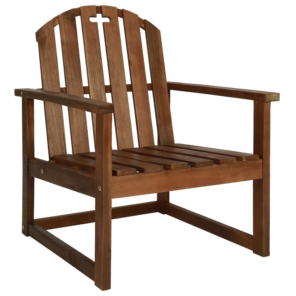 Garden Chair Set of 2 Wooden brown Solid Acacia wood Medium. Picture 2