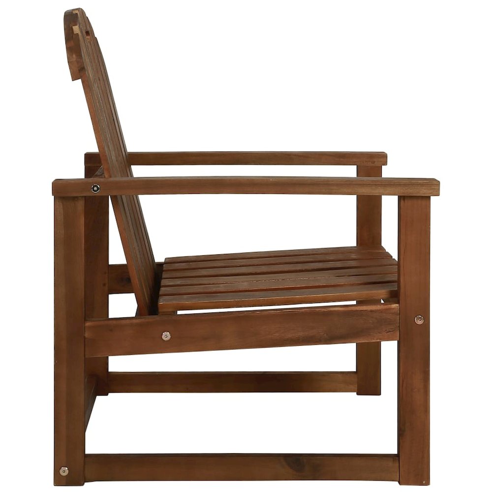 Garden Chair Set of 2 Wooden brown Solid Acacia wood Medium. Picture 3
