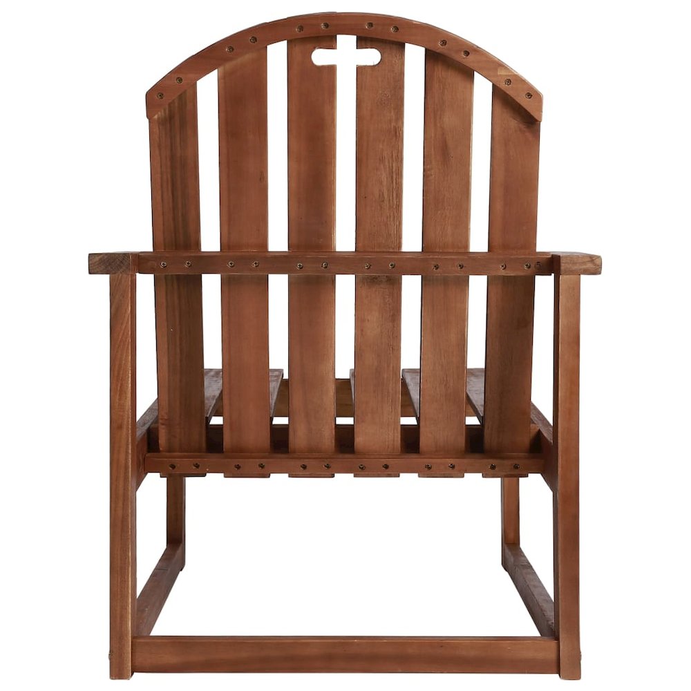 Garden Chair Set of 2 Wooden brown Solid Acacia wood Medium. Picture 4