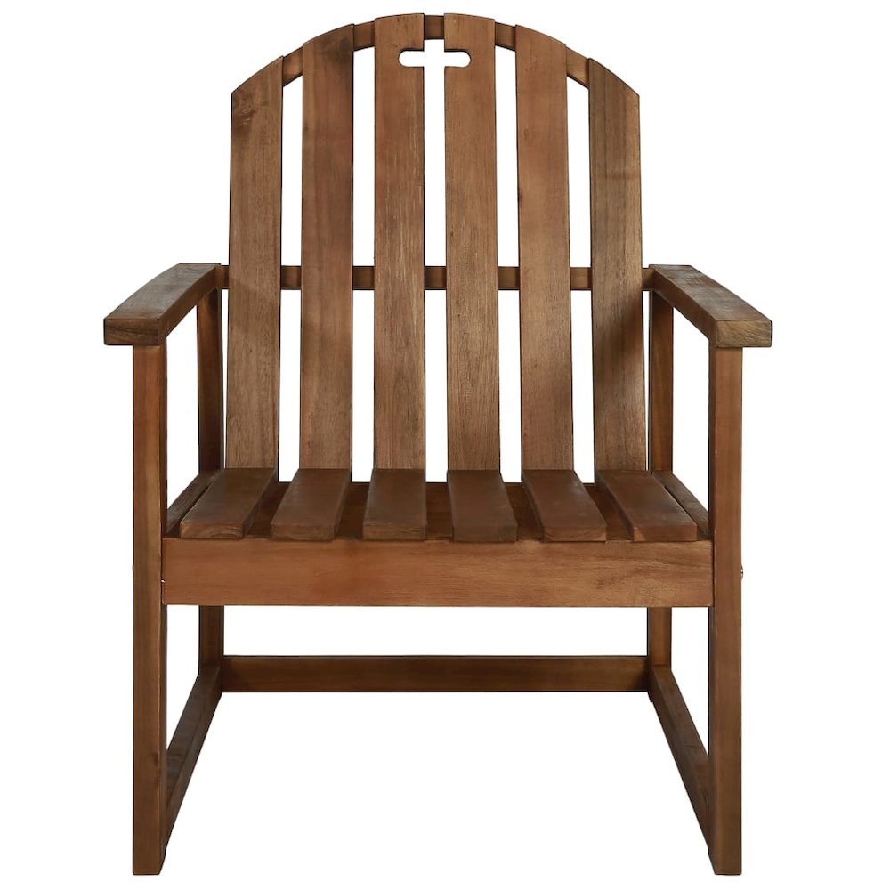 Garden Chair Set of 2 Wooden brown Solid Acacia wood Medium. Picture 5