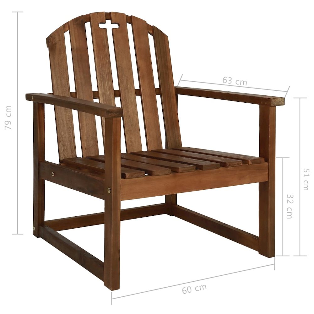 Garden Chair Set of 2 Wooden brown Solid Acacia wood Medium. Picture 8