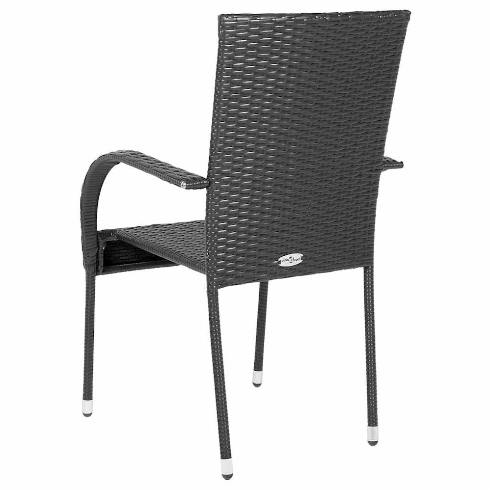 Dining Chair Set of 2 Black PE rattan and powder-coated steel. Picture 6