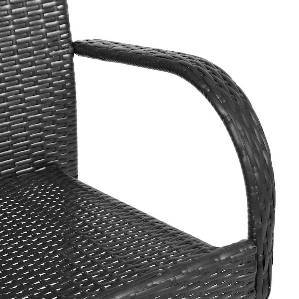 Dining Chair Set of 2 Black PE rattan and powder-coated steel. Picture 7