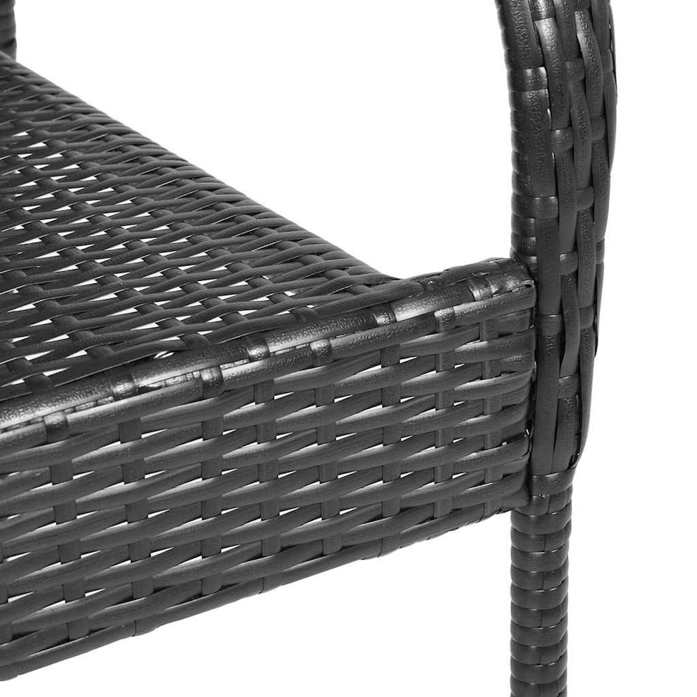 Dining Chair Set of 2 Black PE rattan and powder-coated steel. Picture 8