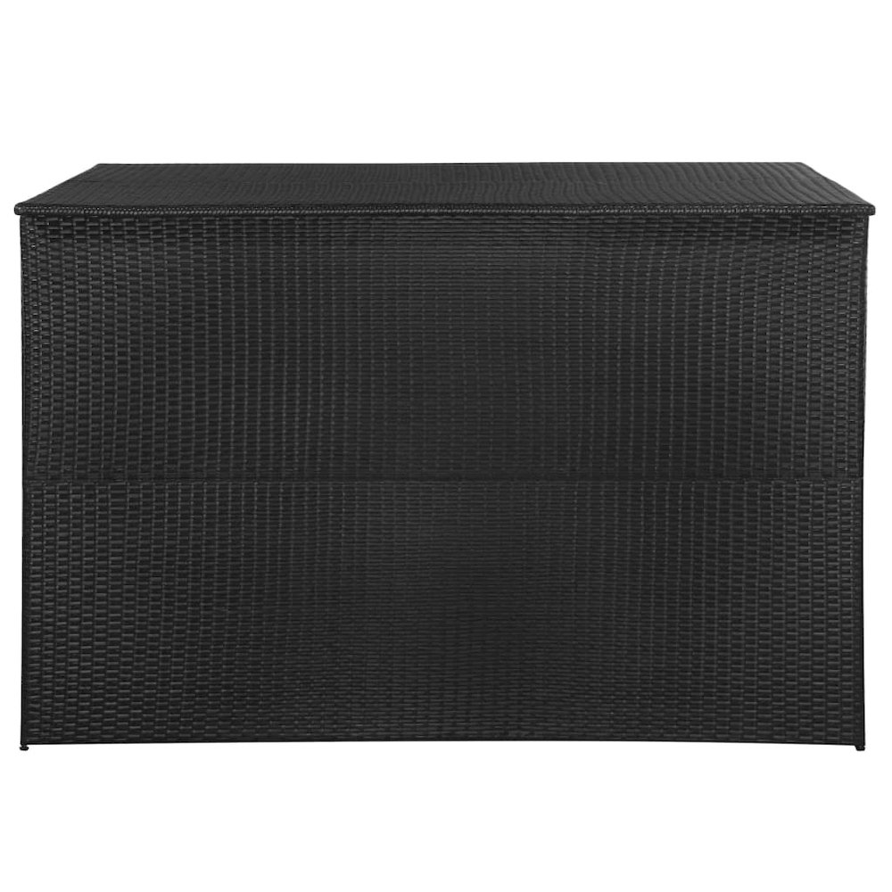 Outdoor Storage Box Black PE Rattan, Powder-Coated Steel. Picture 3
