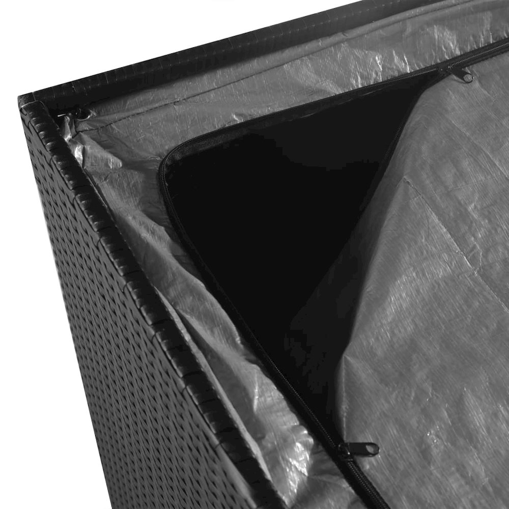 Outdoor Storage Box Black PE Rattan, Powder-Coated Steel. Picture 5