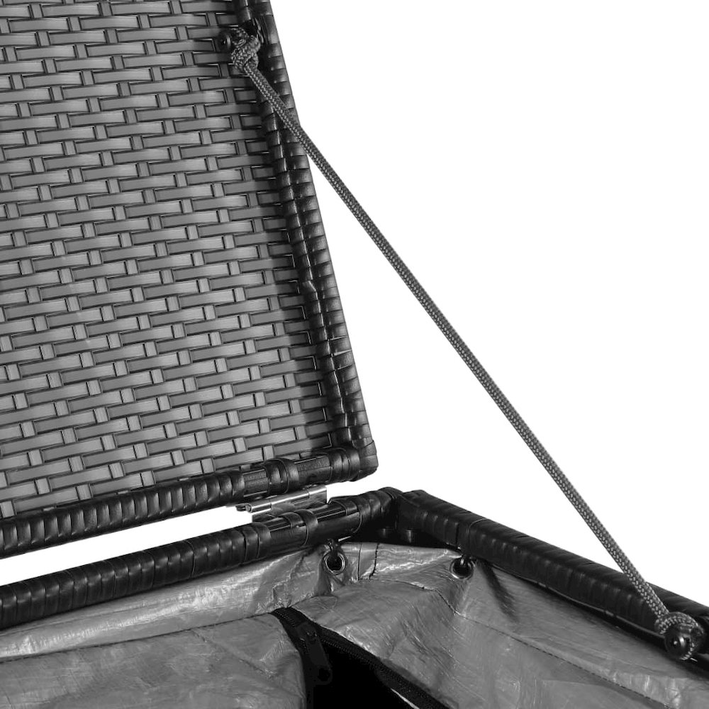 Outdoor Storage Box Black PE Rattan, Powder-Coated Steel. Picture 6