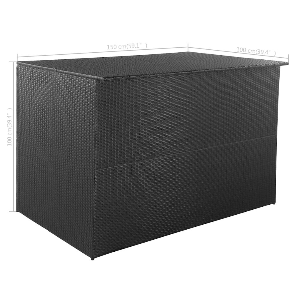Outdoor Storage Box Black PE Rattan, Powder-Coated Steel. Picture 7