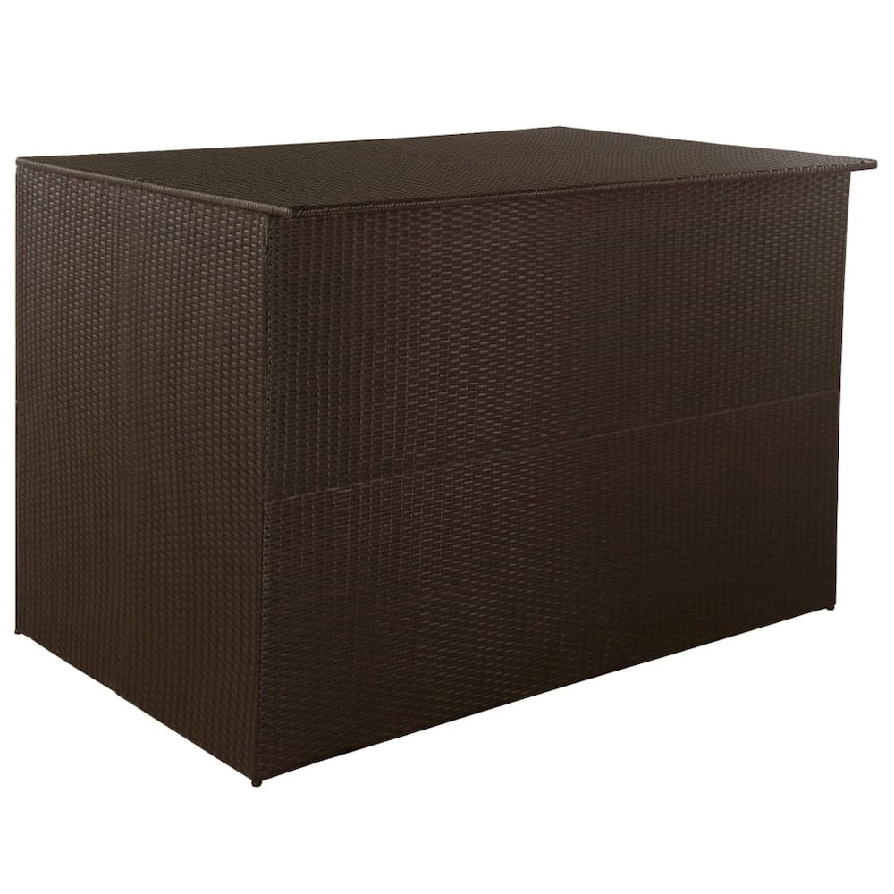 Outdoor Storage Box Brown PE Rattan, Powder-Coated Steel Large. Picture 1