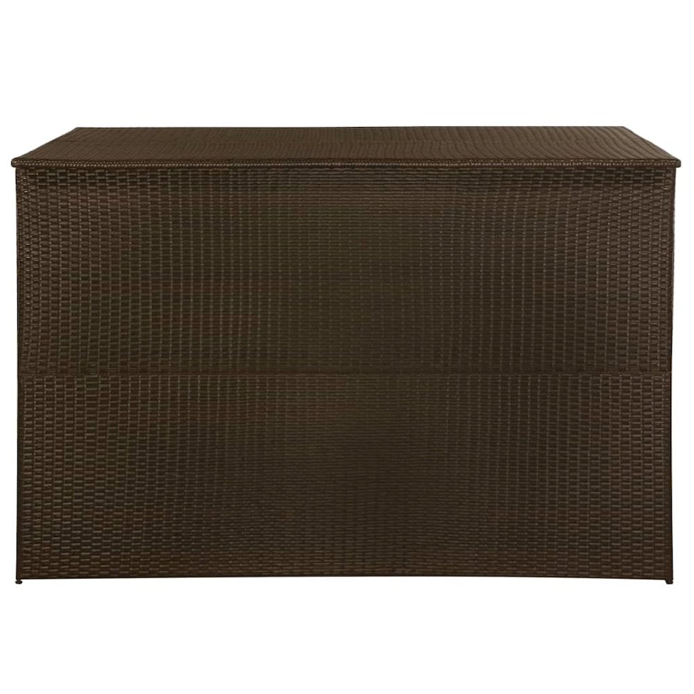 Outdoor Storage Box Brown PE Rattan, Powder-Coated Steel Large. Picture 3