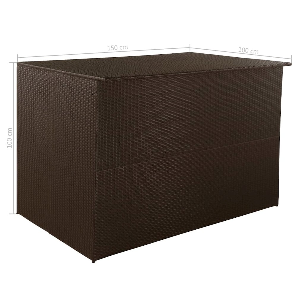 Outdoor Storage Box Brown PE Rattan, Powder-Coated Steel Large. Picture 7