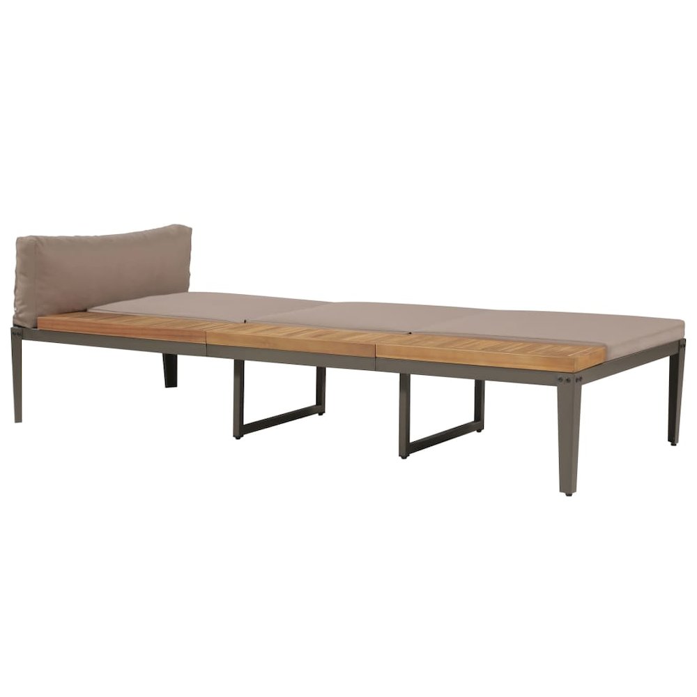 Garden Sunbed Brown Solid Acacia wood Regular Adjustable Armrests. Picture 1