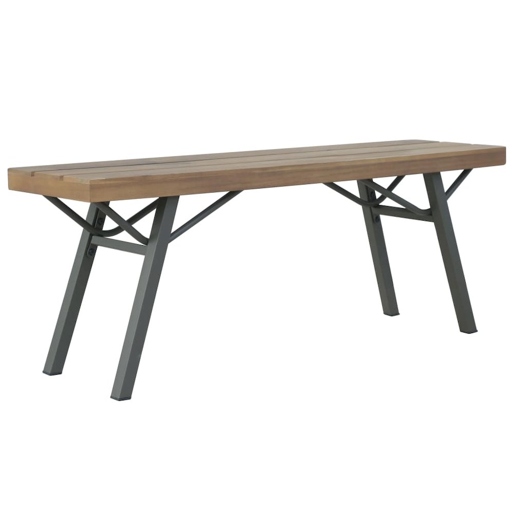 Garden Bench Brown and Gray Solid Acacia Wood and Steel 47.2 in. Picture 1
