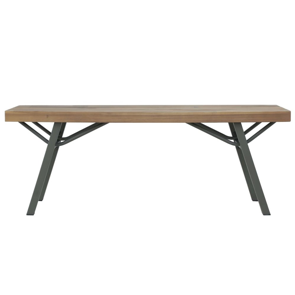 Garden Bench Brown and Gray Solid Acacia Wood and Steel 47.2 in. Picture 2
