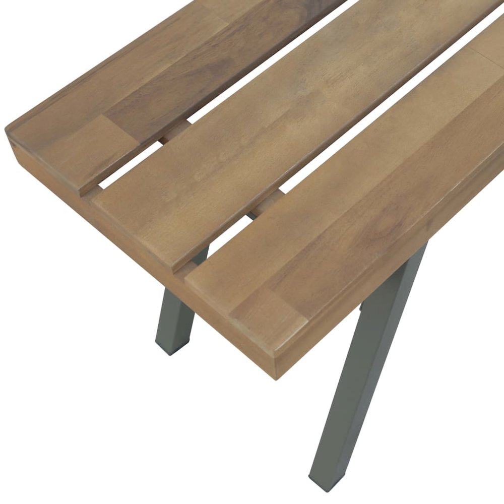 Garden Bench Brown and Gray Solid Acacia Wood and Steel 47.2 in. Picture 4
