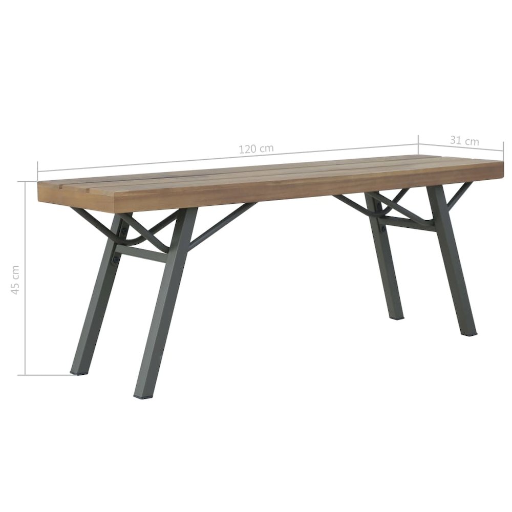 Garden Bench Brown and Gray Solid Acacia Wood and Steel 47.2 in. Picture 6