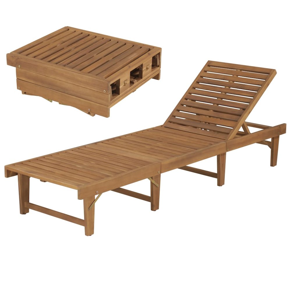 Sunbed Natural wood Solid acacia wood, oil finish Standard. Picture 1