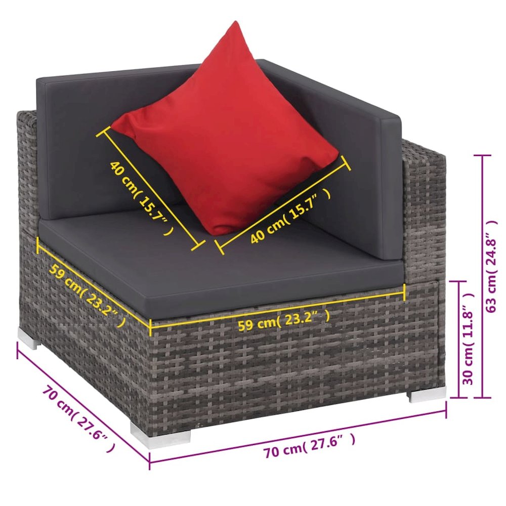 Sofa Set Grey, dark grey, red. Picture 10