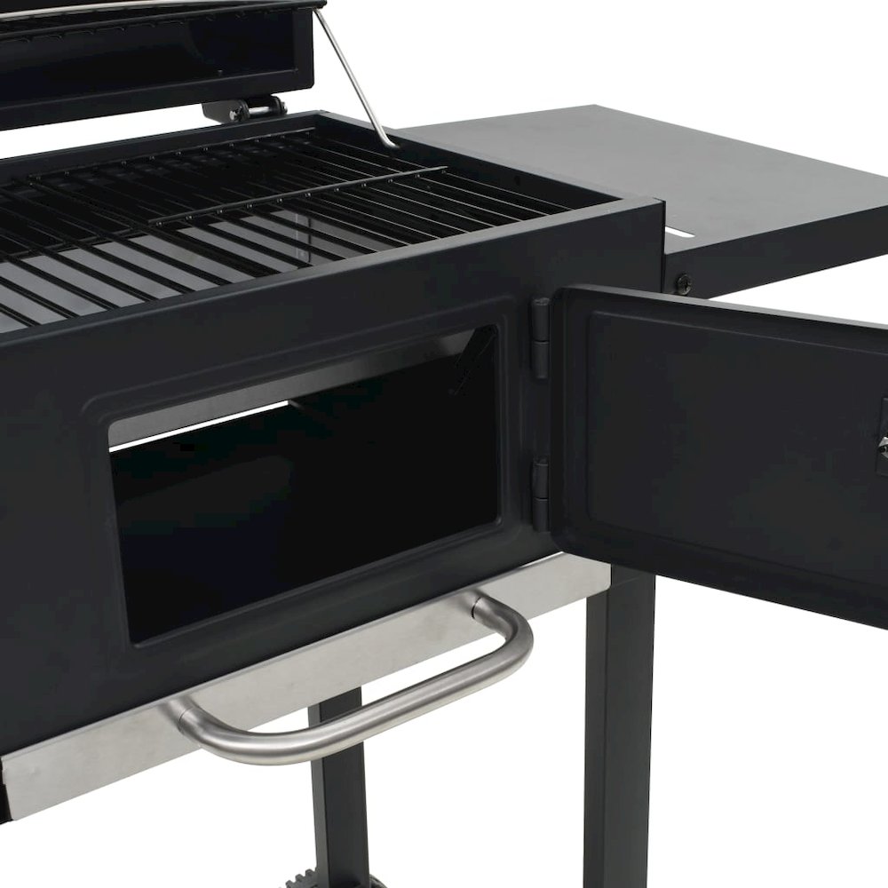 vidaXL Charcoal-Fueled BBQ Grill with Bottom Shelf Black, 44280. Picture 8