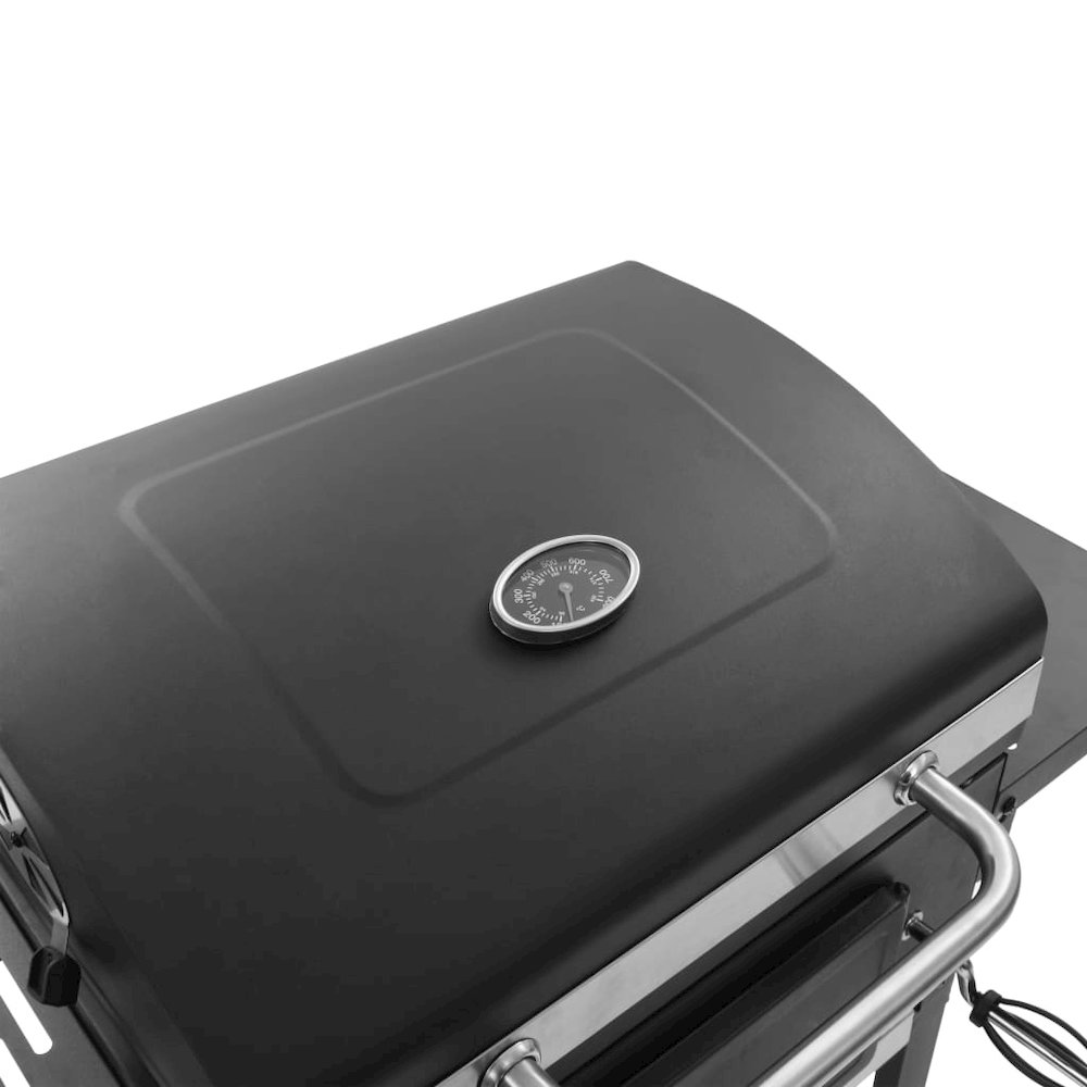 vidaXL Charcoal-Fueled BBQ Grill with Bottom Shelf Black, 44280. Picture 9
