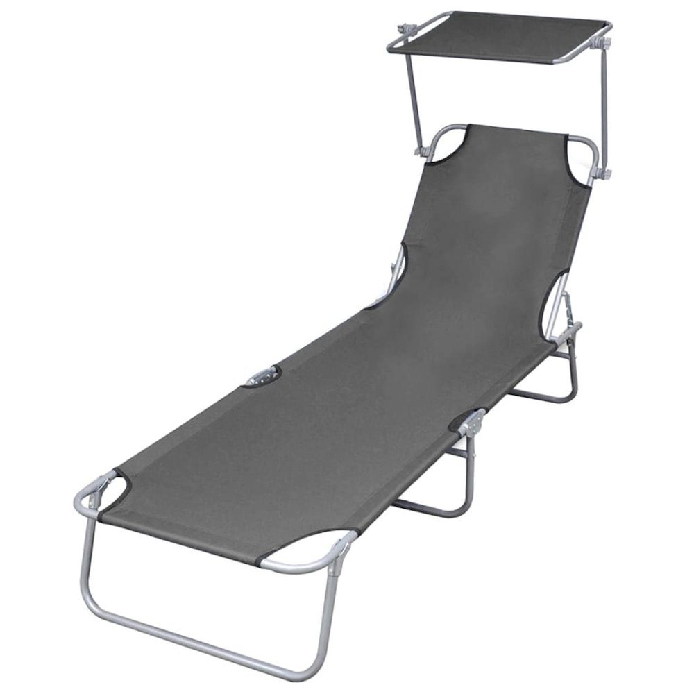 Sunlounger Grey Powder-coated steel Single Foldable. Picture 1