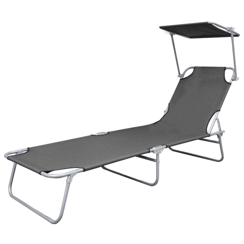 Sunlounger Grey Powder-coated steel Single Foldable. Picture 2