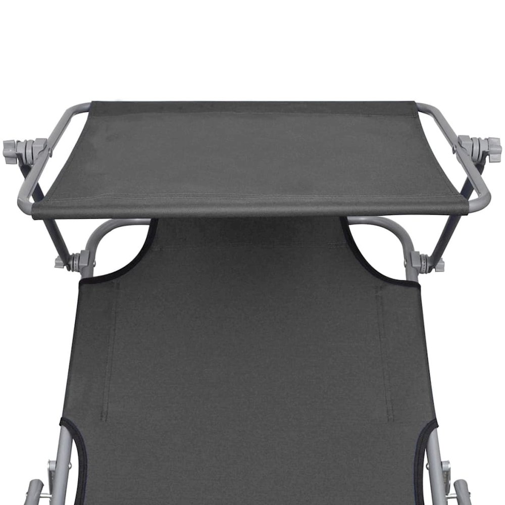 Sunlounger Grey Powder-coated steel Single Foldable. Picture 4