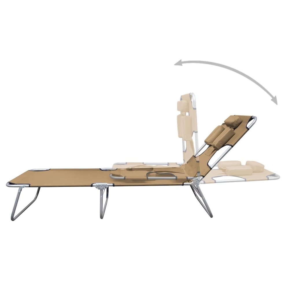 Sunlounger Taupe Powder-Coated Steel Standard Foldable. Picture 2