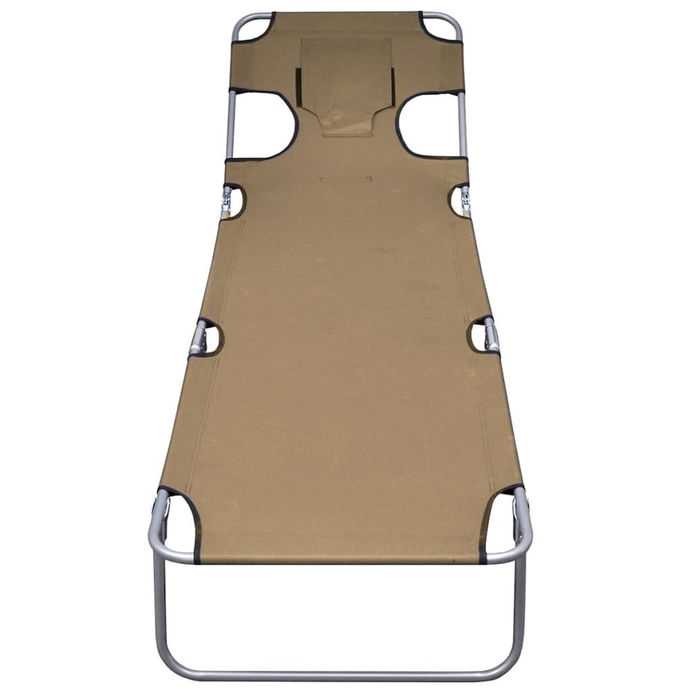 Sunlounger Taupe Powder-Coated Steel Standard Foldable. Picture 3