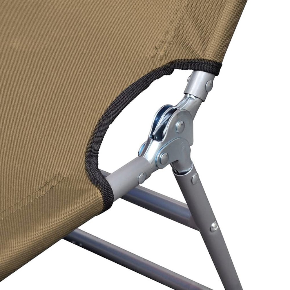 Sunlounger Taupe Powder-Coated Steel Standard Foldable. Picture 6