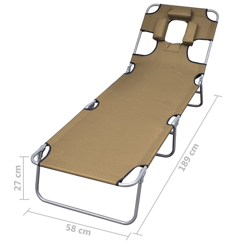 Sunlounger Taupe Powder-Coated Steel Standard Foldable. Picture 7
