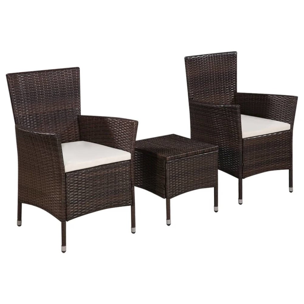 Bistro Set Brown PE rattan Compact Removable Covers Bistro Set. Picture 1
