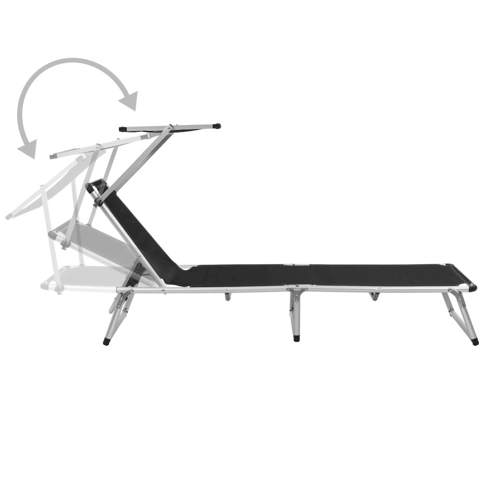 Sun Lounger Black Aluminum Standard Foldable Beach Chair. Picture 2