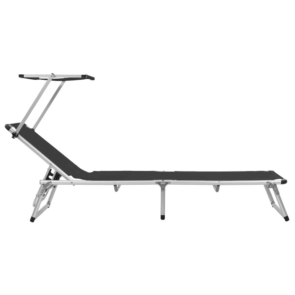 Sun Lounger Black Aluminum Standard Foldable Beach Chair. Picture 3