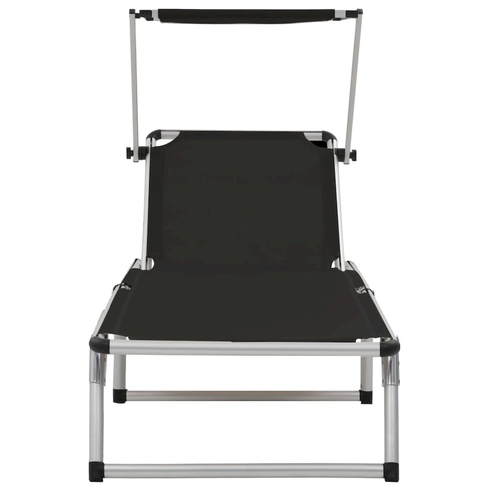Sun Lounger Black Aluminum Standard Foldable Beach Chair. Picture 4