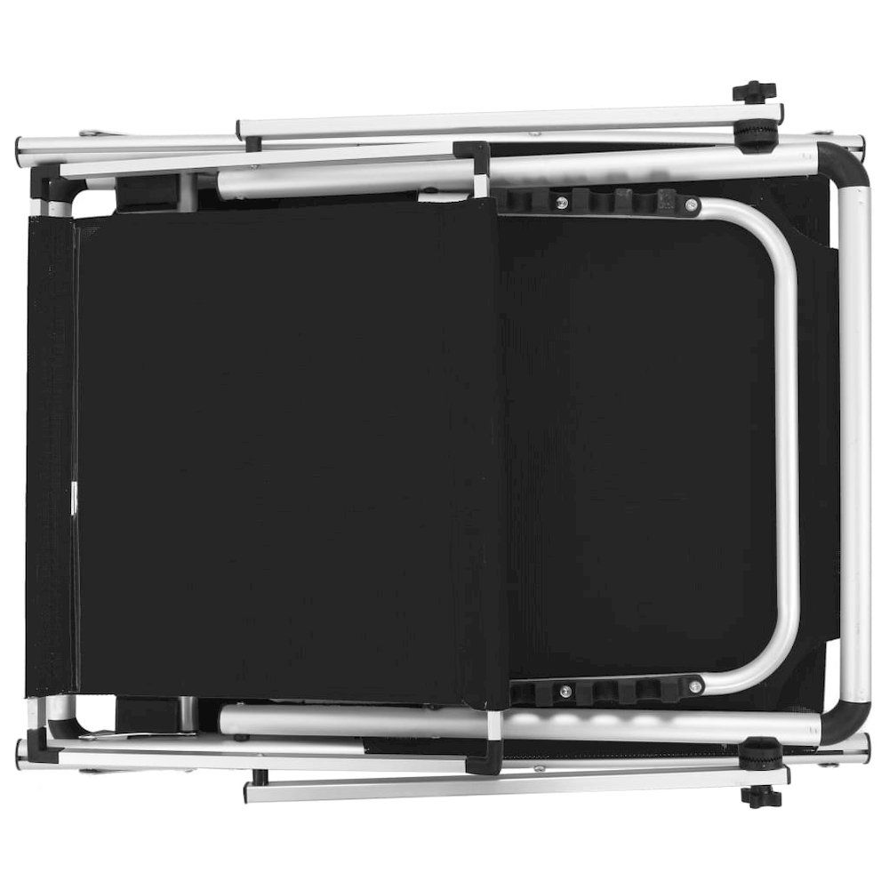 Sun Lounger Black Aluminum Standard Foldable Beach Chair. Picture 5