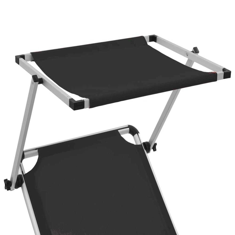 Sun Lounger Black Aluminum Standard Foldable Beach Chair. Picture 6
