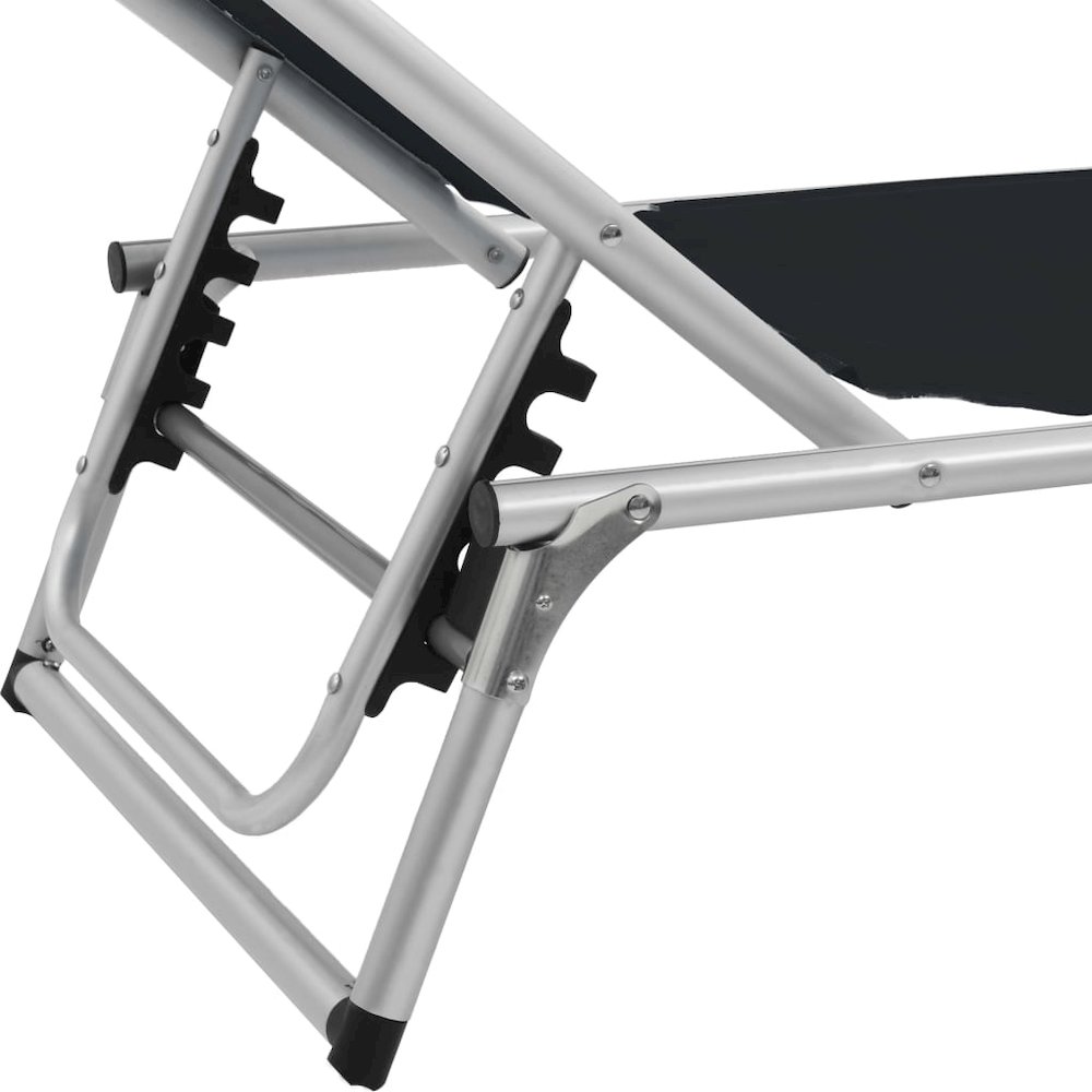 Sun Lounger Black Aluminum Standard Foldable Beach Chair. Picture 8