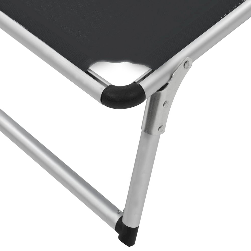 Sun Lounger Black Aluminum Standard Foldable Beach Chair. Picture 9