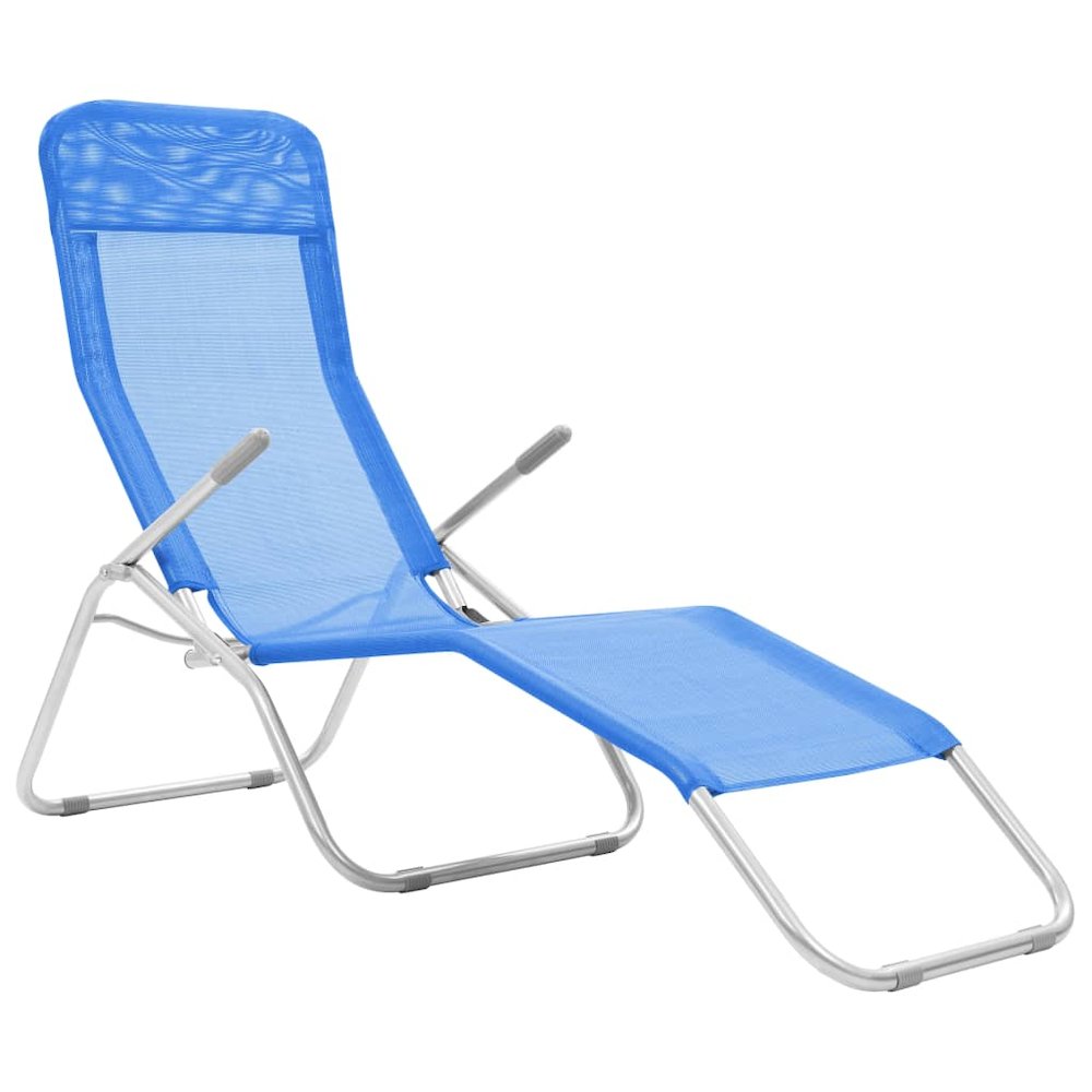 Sun Lounger Set of 2 Blue Powder-coated steel, Textilene Standard. Picture 2